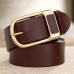 110  130 CM Men Soft PU Solid Color Alloy D  shaped Pin Buckle Casual Business Belt