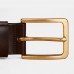 110  130CM Men Genuine Leather Solid Color Square Alloy Pin Buckle Casual Business Belt