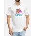 Colorful Coconut Tree Printing Cotton Men's Short Sleeve Tee