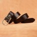 110  130 CM Men Soft PU Solid Color Alloy D  shaped Pin Buckle Casual Business Belt