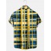 Men's Vintage British Check Casual Short Sleeve Shirt