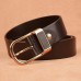 110  130 CM Men Soft PU Solid Color Alloy D  shaped Pin Buckle Casual Business Belt