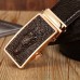 Men Genuine Leather Crocodile Pattern Automatic Buckle Business Casual Belt