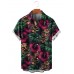 Men's Hawaiian Tiki Mask Print Short Sleeve Shirt