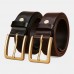 110  130CM Men Genuine Leather Solid Color Square Alloy Pin Buckle Casual Business Belt