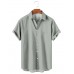 Men's Lapel Solid Color Casual Short Sleeve Shirt