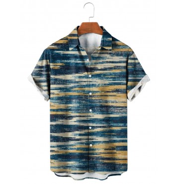 Men's Abstract Graphic Print Breathable Casual Short Sleeve Shirt