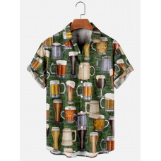 Men's Hawaiian Party Beer Short Sleeve Shirt