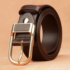 110  130 CM Men Soft PU Solid Color Alloy D  shaped Pin Buckle Casual Business Belt