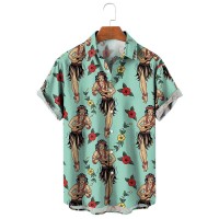 Jerry's Traditional Aloha Hula Girls Hawaiian Pattern Short Sleeve Shirt