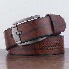 Men PU Leather Letter Pattern D  shaped Pin Buckle Vintage Casual Business Belt