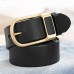 110  130 CM Men Soft PU Solid Color Alloy D  shaped Pin Buckle Casual Business Belt