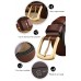 110  130CM Men Genuine Leather Solid Color Square Alloy Pin Buckle Casual Business Belt