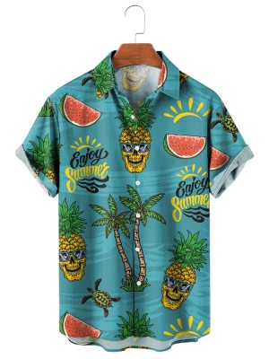 Holiday Pineapple Skull Print Shirt 22472432X