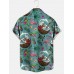 Men's Surf Retro Bright Graphic Print Short Sleeve Shirt