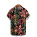 Men's Hawaiian Tikki Mask Skull Flower Short Sleeve Shirt